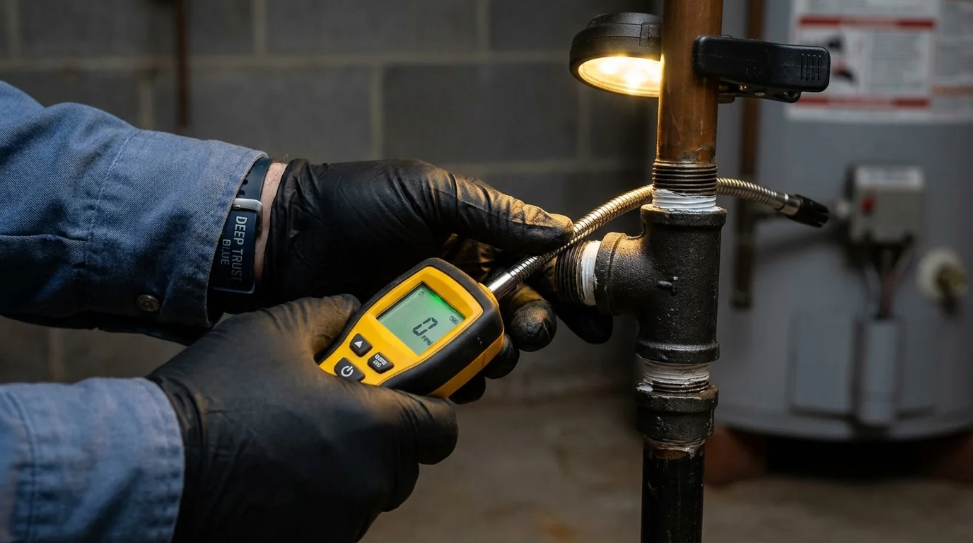 Gas leak detection with electronic sniffer by Johns Plumbing LLC in Boston